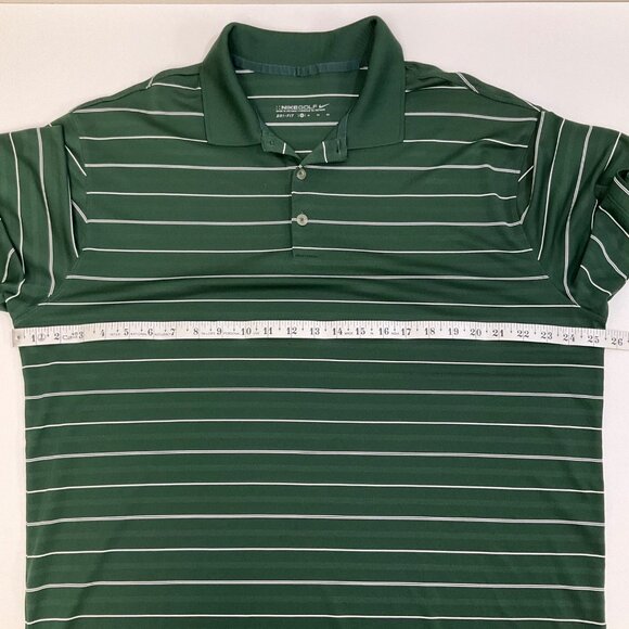 Nike Golf Men's XL Green & White Striped Dri-Fit Short Sleeve Polo Shirt - Picture 6 of 10